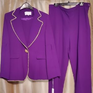 Lily & Taylor 3-pc Purple French Crepe Pantsuit Size 14